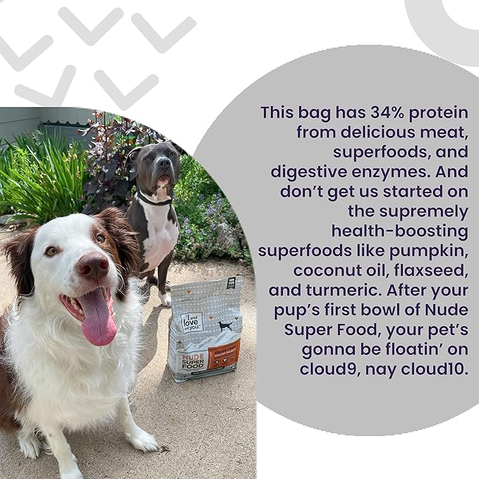 I and love and you Nude Super Food Dry Dog Food - Red Meat Medley - Prebiotic + Probiotic, Grain Free, Real Meat, No Fillers, 23lb Bag - PAWPICO