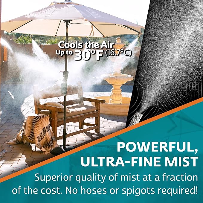 Extreme MIST Portable Misting System Pro Kit - 6 Mist Nozzles & Pro Pump | Easy to Setup | 24 ft. Mist Line for Outdoor Patios, Golf Carts, Greenhouses, Canopy, Decks & More - Cools the air up to 30°F ExtremeMist