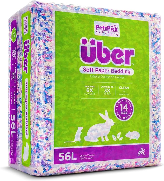 Uber Soft Paper Pet Bedding for Small Animals, Confetti, 56L PetsPick%C2%AE