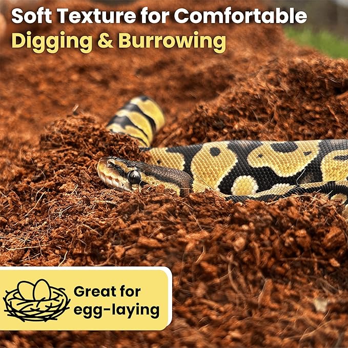 ReptiCare Coconut Fiber Substrate for Reptiles 12 Q, Organic Ready to Use - Odor Absorbent Coco Coir Terrarium Bedding for Ball Pythons, Boas, Snakes, Tortoises, Geckos, Frogs and Tarantulas Gro-Med