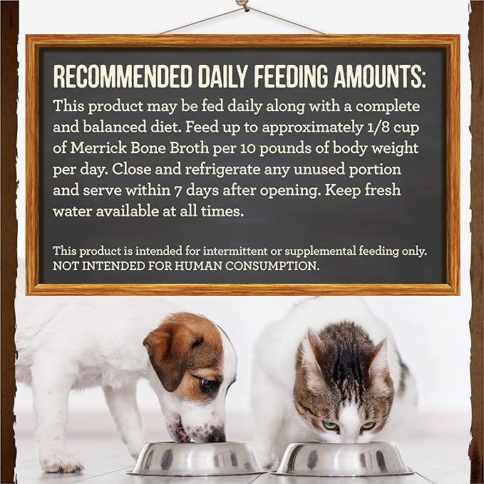 Merrick Grain Free Bone Broth, Premium Human Grade And Gluten Free Dog And Cat Food Topper Pouches, Beef - 16 oz. Pouch - PAWPICO