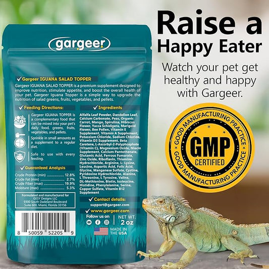 2oz Iguana Food Supplement, Flower Salad Mix Topper. Supercharge Juveniles & Adults Appetite, Health & Immune System. Complete Diet, Rich with Vitamins, Made in The USA. Enjoy! Gargeer