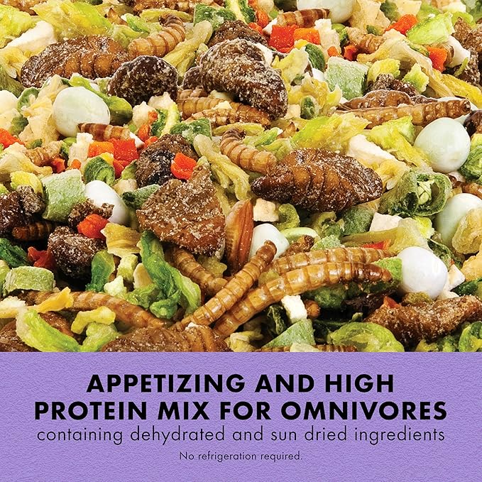 Zilla Reptile Munchies, Omnivore Mix, Dehydrated and Sun Dried Vegetables and Insects, Natural Ingredients, Resealable Bag 4 oz. Zilla