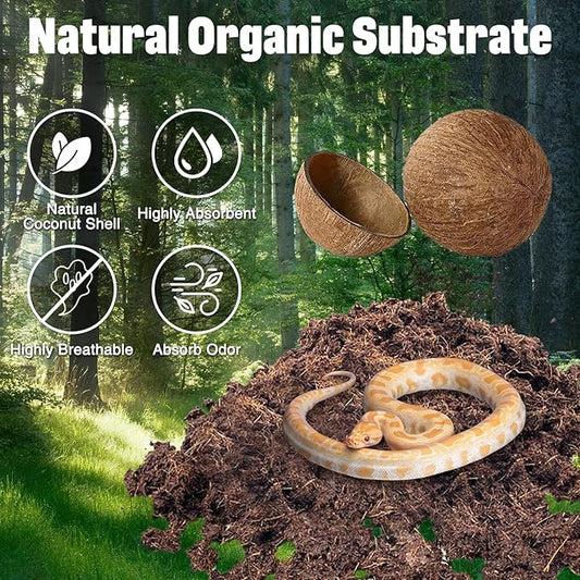 PINVNBY 4 Pack Natural Compressed Coconut Fiber Substrate, Coconut Coir, Coconut Fiber Brick, Coconut Husk Terrarium Bedding for Reptile, Bearded Dragon, Turtle, Hermit Crab, Snake, Lizards PINVNBY