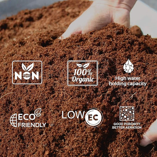 2 Pack Premium Coco Coir Brick for Plants | 100% Organic Compressed Coconut Coir Bricks Starting Mix, Coco Coir Fiber Coconut Husk for Planting, Gardening, Potting Soil Substrate, Herbs, 1.4 LB/Brick Grow+Organiks
