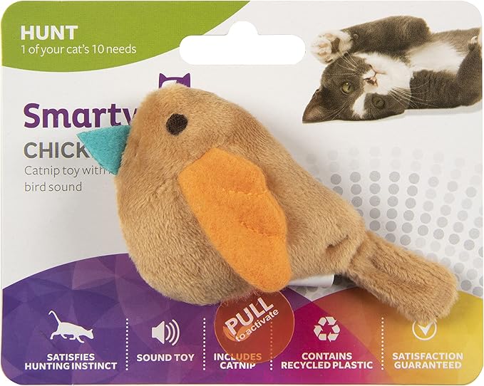 SmartyKat Chickadee Chirp Electronic Sound Cat Toy, Contains Catnip, Battery Powered - Light Brown, One Size - PAWPICO