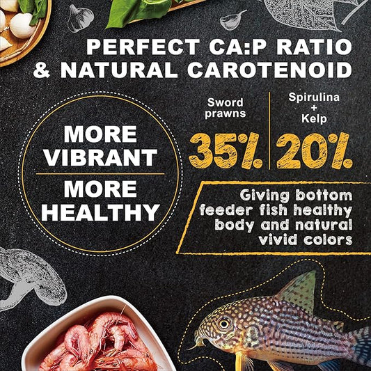 Ultra Fresh Bottom Feeder Fish Food, Sword Prawns, Natural Protein, Balanced Diet, for Catfish, Corydoras, Loaches, Tropical Shrimp Pie 4.94 Ounces UltraFresh-ShrimpDelight