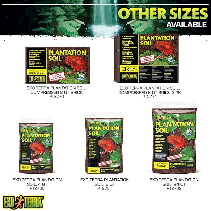 Exo Terra Plantation Soil, 8 Qt (8.8 L) - 100% Natural Terrarium Substrate | Increases Humidity, Stimulates Digging & Burrowing | Ideal for Natural Terrarium Setups & Live Plants ExoTerra