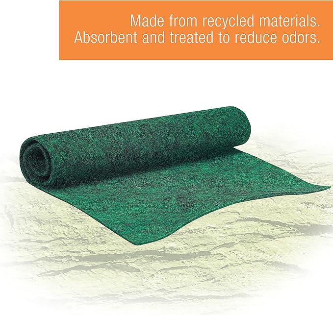 Zilla Reptile Terrarium Bedding Substrate Floor Liner, Green, 125G, 17.25" x 71" Zilla