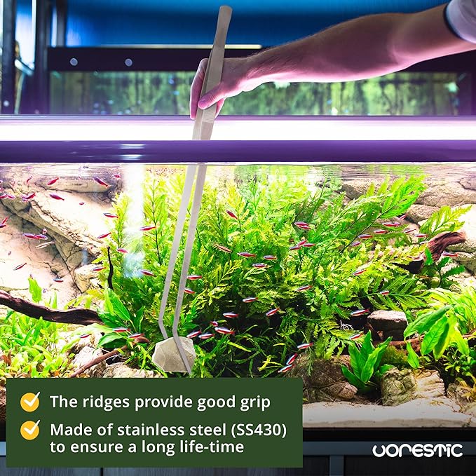 Extra Long Aquarium Tweezers Curved and Straight, 23.6 inches Terrarium Tweezers, Extra Long Tweezers Set, Reptile Feeding Tongs VORESTIC