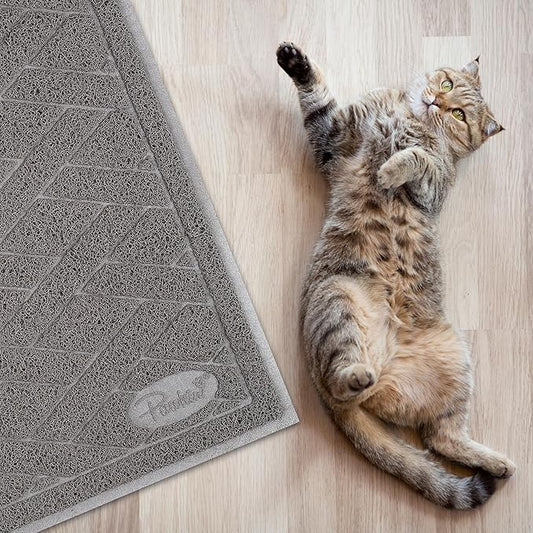 Pawkin Cat Litter Mat, Jumbo XX-Large, 4x3 Feet, Fits Two Litter Boxes or Extra Coverage for One Box, Gray - PAWPICO