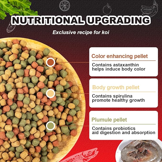 Koi Fish Food Dedicated - Color Enhancing Gain Weight Promote Absorption Three Effect Syncretism Natural Ingredients Antarctic Krill Spirulin Clear Water Formula Pond Fish Food(2.6LB) yizeril