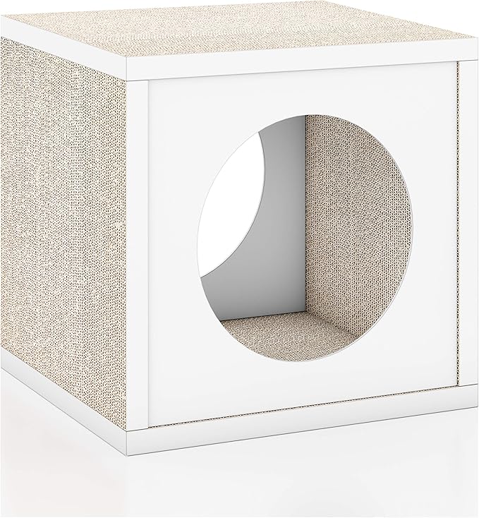 Way Basics Cat Scratching Post House Cube Scratcher (Tool-Free Assembly) - PAWPICO