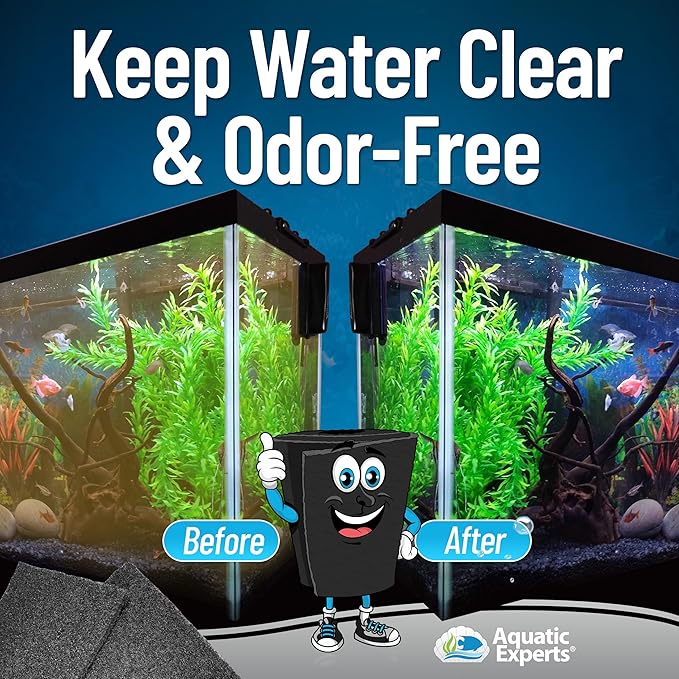 Aquarium Carbon Pad - Cut to Fit Carbon Infused Filter Pad Media for Crystal Clear Fish Tank and Ponds (10.5 Inch Width, 72 Inch Long) AquaticExperts