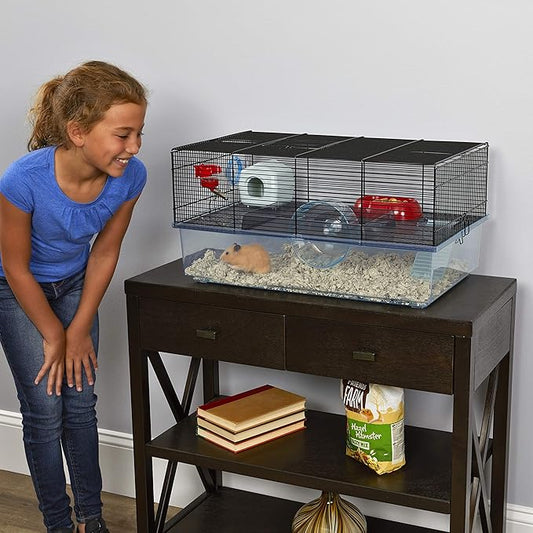 Ferplast Favola Hamster Cage Includes Free Water Bottle, Exercise Wheel, Food Dish & Hamster Hide-Out Large Hamster Cage Measures 23.6L x 14.4W x 11.8H-Inches Ferplast