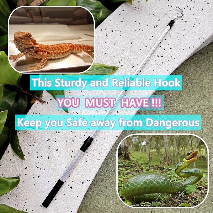 Snake Hook Reptile Catcher Stick Pole, Heavy Duty Snake Handling Tool kit for Rattlesnakes Python Copperhead Removal Catching Bytcew