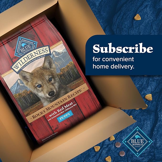 Blue Buffalo Wilderness High-Protein Rocky Mountain Recipe Dry Food for Puppies, Red Meat & Grains, 4.5-lb. Bag - PAWPICO