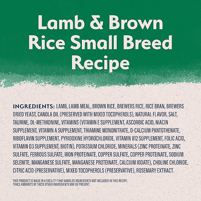 Natural Balance Limited Ingredient Small-Breed Adult Dry Dog Food with Healthy Grains, Lamb & Brown Rice Recipe, 12 Pound (Pack of 1) - PAWPICO