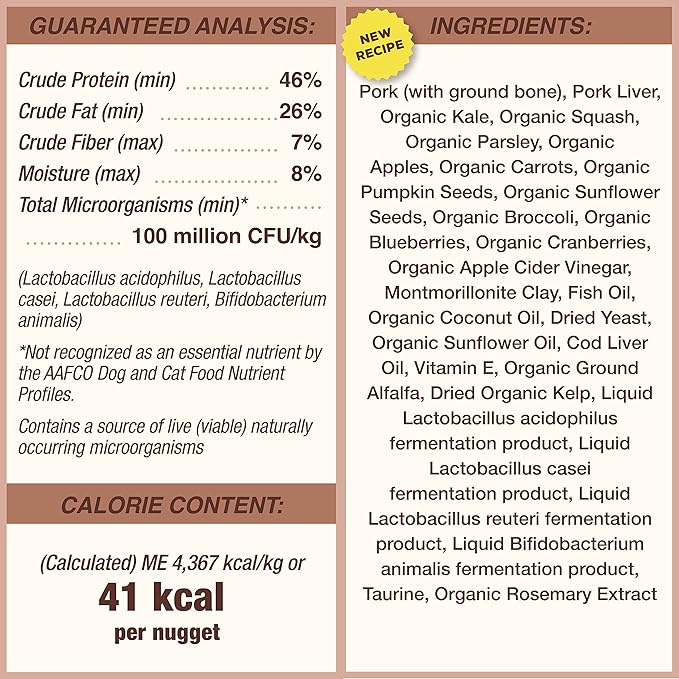 Primal Freeze Dried Raw Dog Food Nuggets, Pork, Complete & Balanced Meal, Also Use as Topper or Treat, Premium, Healthy, Grain Free, High Protein Raw Dog Food, 14 oz PrimalPetFoods