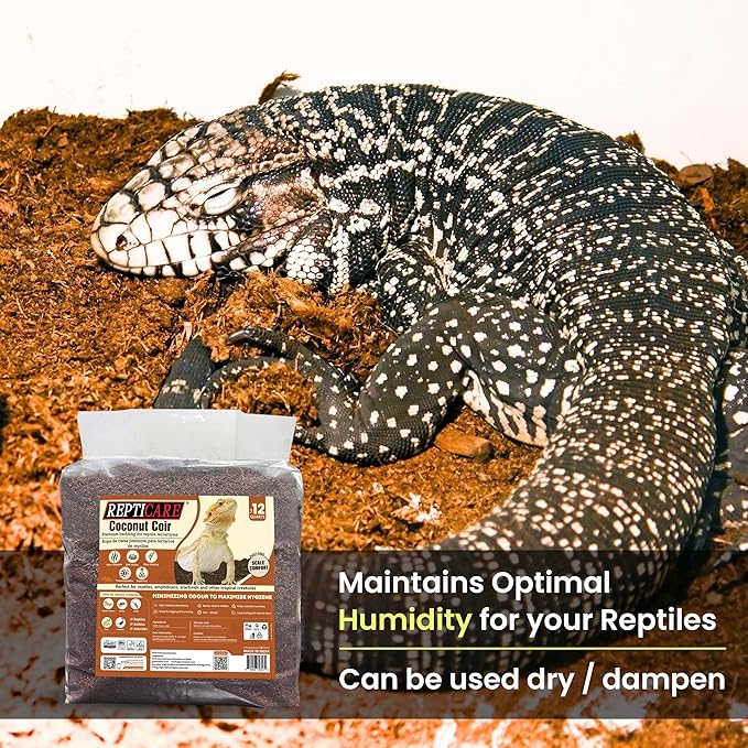 ReptiCare Coconut Fiber Substrate for Reptiles 12 Q, Organic Ready to Use - Odor Absorbent Coco Coir Terrarium Bedding for Ball Pythons, Boas, Snakes, Tortoises, Geckos, Frogs and Tarantulas Gro-Med