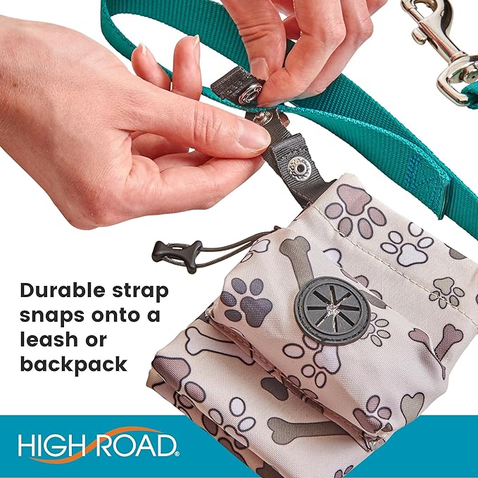 High Road Dog Waste Bag Holder for Used Bags with Poo Bag Dispenser, Odor Blocking Leakproof Liner and Reflective Band for Dog Walking and Hiking - PAWPICO