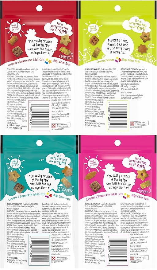 Friskies Party Mix Crunch Variety Pack (9 Flavors) - Wild West, Morning Munch, Mixed Grill, Picnic, Beachside, Cheezy Craze, Original, California Dreamin', and Meow Luau Friskies
