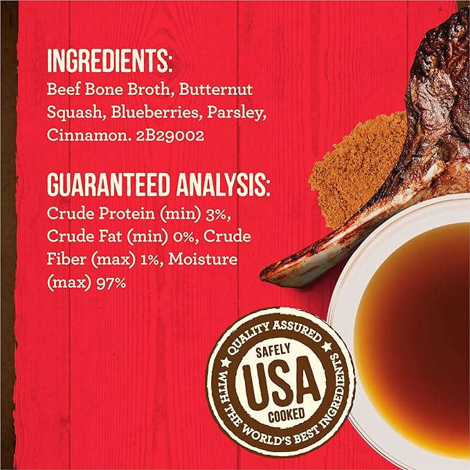 Merrick Grain Free Bone Broth, Premium Human Grade And Gluten Free Dog And Cat Food Topper Pouches, Beef - 16 oz. Pouch - PAWPICO