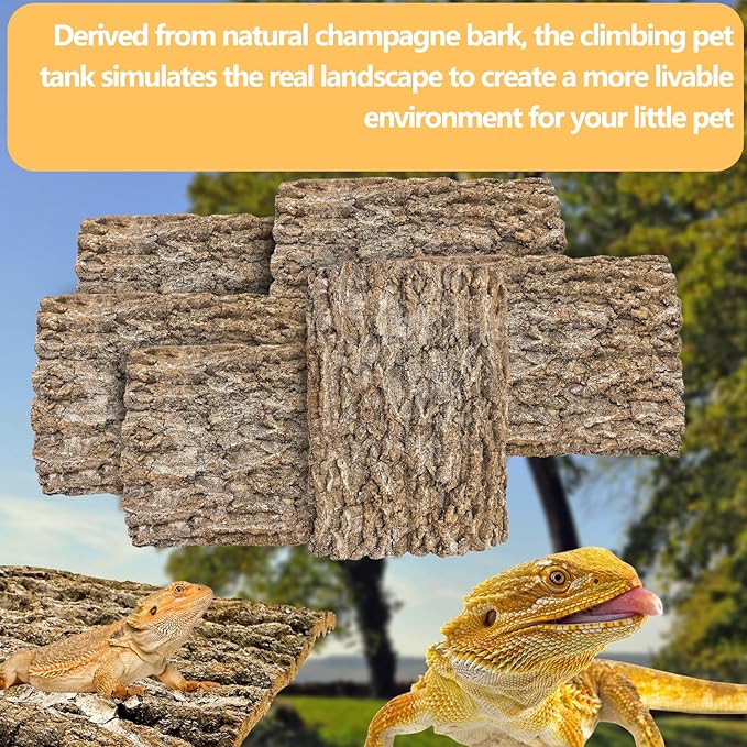 6PCS Cork Terrarium Background 15.7x11.8in Natural Large Cork Bark Backdrop Reptile Climbing Mat Tank Habitat Decor for Spider Lizard Chamelon Turtle Beared Dragon Hamiledyi