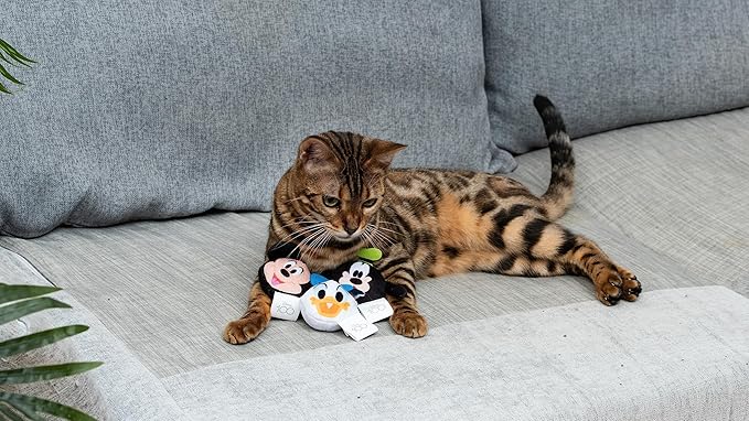 3 Piece Jingle Ball Cat Toys, 1.5in | Disney Cat Toys | Mickey Mouse, Goofy, and Donald Duck Cat Ball Toys with Bells and Catnip for Cats Inspired by Mickey and Friends - PAWPICO