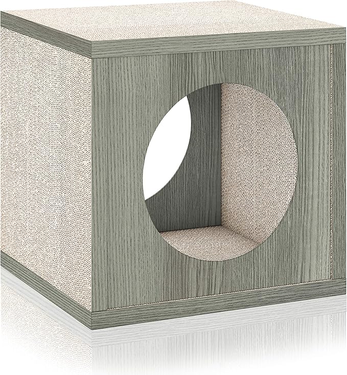 Way Basics Cat Scratching Post House Cube Scratcher (Tool-Free Assembly) - PAWPICO