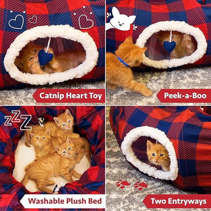 Plaid Tunnel Bed - PAWPICO