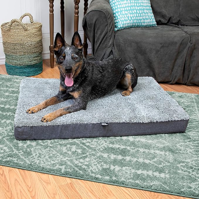 SportPet Designs Deluxe Dog Mattress, Water-Resistant Liner Pet Bed, Reversible, Top Memory Foam - Large, Gray (CM-10060-CS01) - PAWPICO
