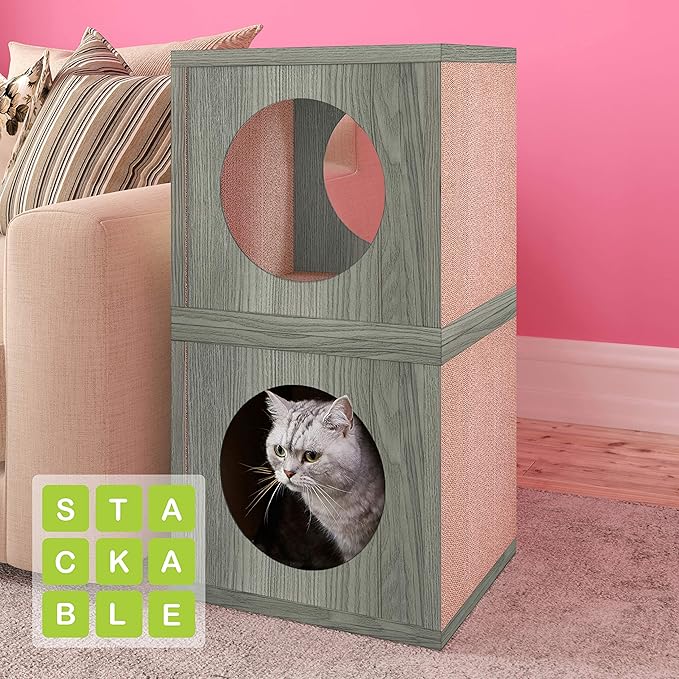 Way Basics Cat Scratching Post House Cube Scratcher (Tool-Free Assembly) - PAWPICO