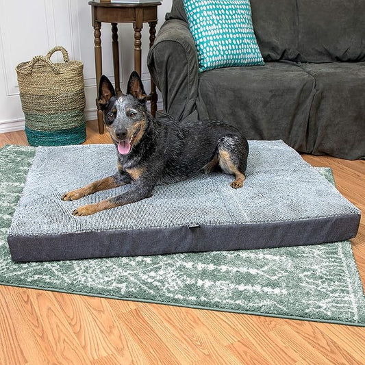 SportPet Designs Deluxe Dog Mattress, Water-Resistant Liner Pet Bed, Reversible, Top Memory Foam - X-Large, Gray (CM-10061-CS01) - PAWPICO