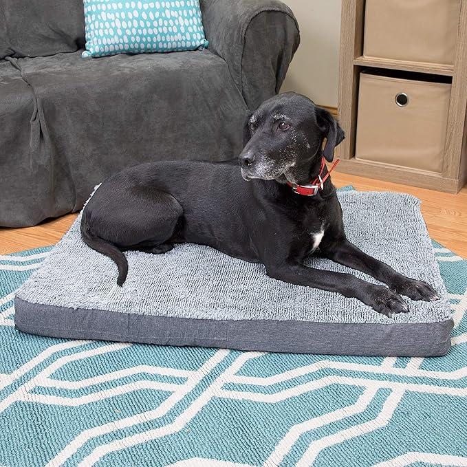SportPet Designs Deluxe Dog Mattress, Water-Resistant Liner Pet Bed, Reversible, Top Memory Foam - Large, Gray (CM-10060-CS01) - PAWPICO