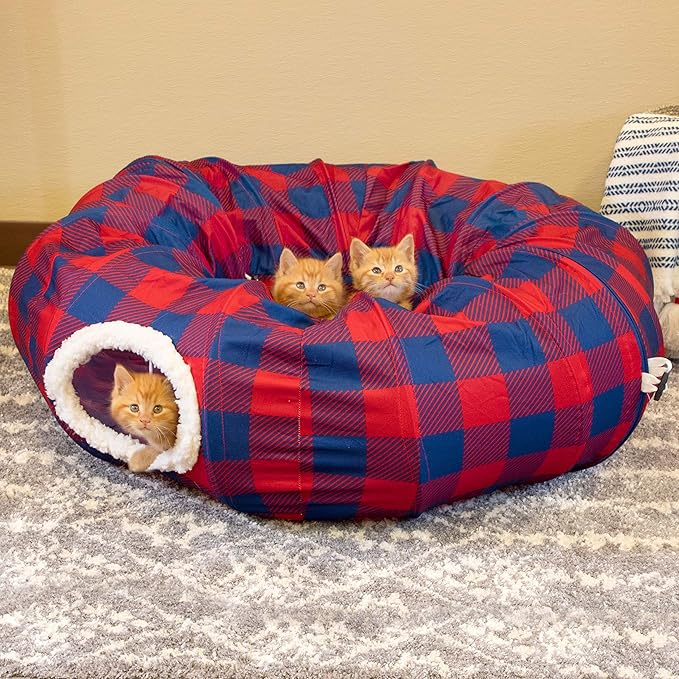 Plaid Tunnel Bed - PAWPICO