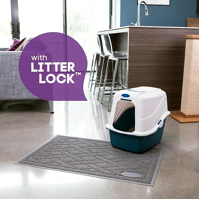 Pawkin Cat Litter Mat, Patented Design with Litter Lock Mesh, Extra Large, Durable, Easy to Clean, Soft, Fits Under Litter Box, Litter Free Floors, Gray - PAWPICO
