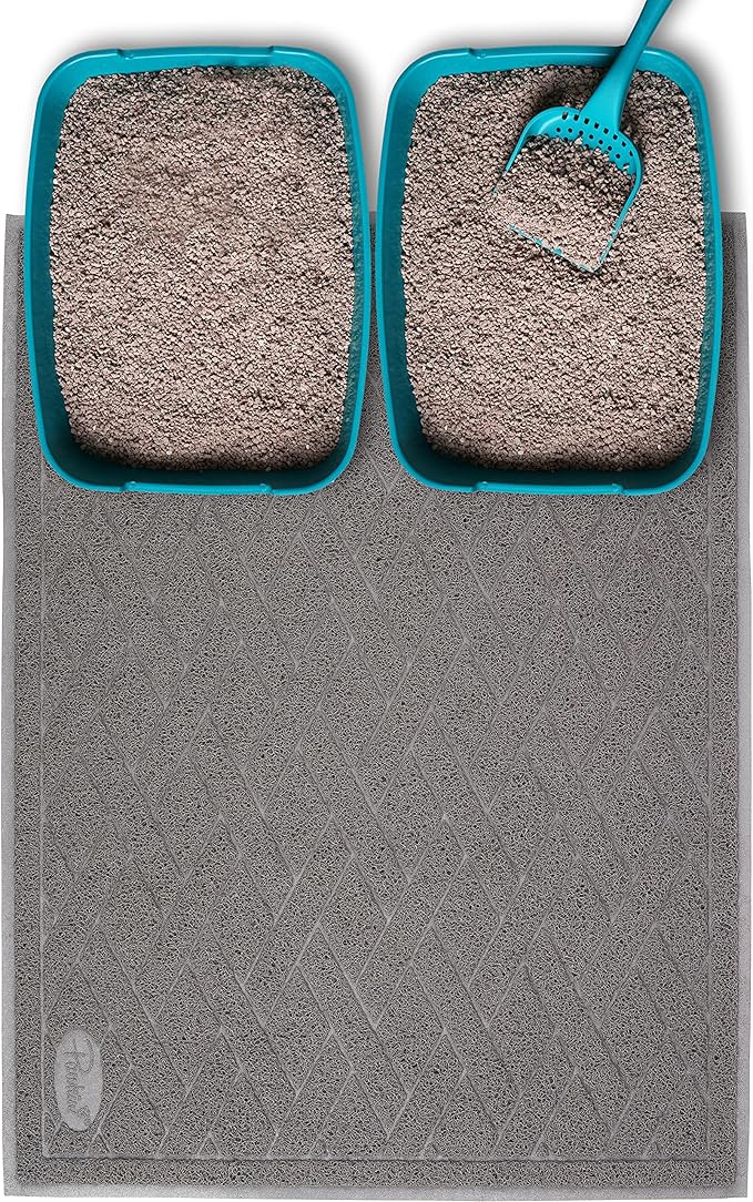 Pawkin Cat Litter Mat, Jumbo XX-Large, 4x3 Feet, Fits Two Litter Boxes or Extra Coverage for One Box, Gray - PAWPICO