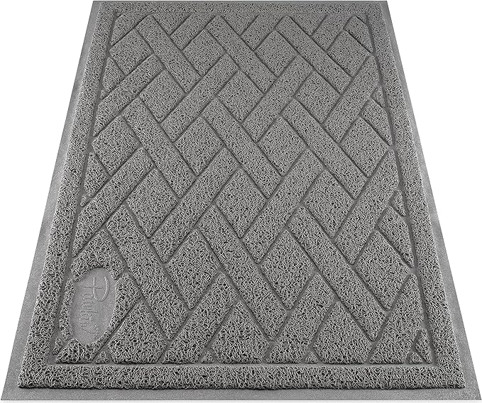 Pawkin Cat Litter Mat, Patented Design with Litter Lock Mesh, Extra Large, Durable, Easy to Clean, Soft, Fits Under Litter Box, Litter Free Floors, Gray - PAWPICO