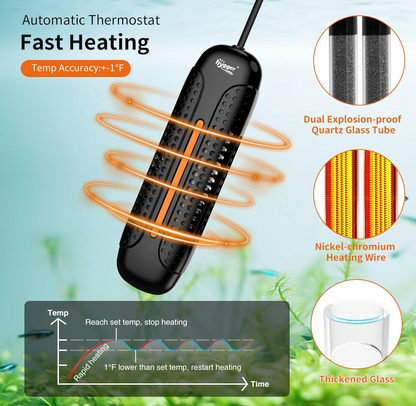 hygger Aquarium Heater 1000W Fish Tank Heater with LED Controller, Multiple Safety Protections, Anti-Cooking Fish Alarm, Auto Stop Heating Protection, for 105-238 Gallon Freshwater Saltwater Tank hygger