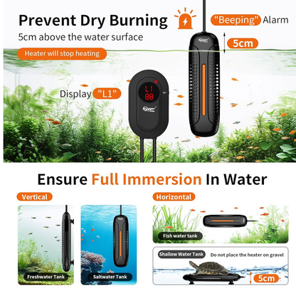 hygger Aquarium Heater 1000W Fish Tank Heater with LED Controller, Multiple Safety Protections, Anti-Cooking Fish Alarm, Auto Stop Heating Protection, for 105-238 Gallon Freshwater Saltwater Tank hygger