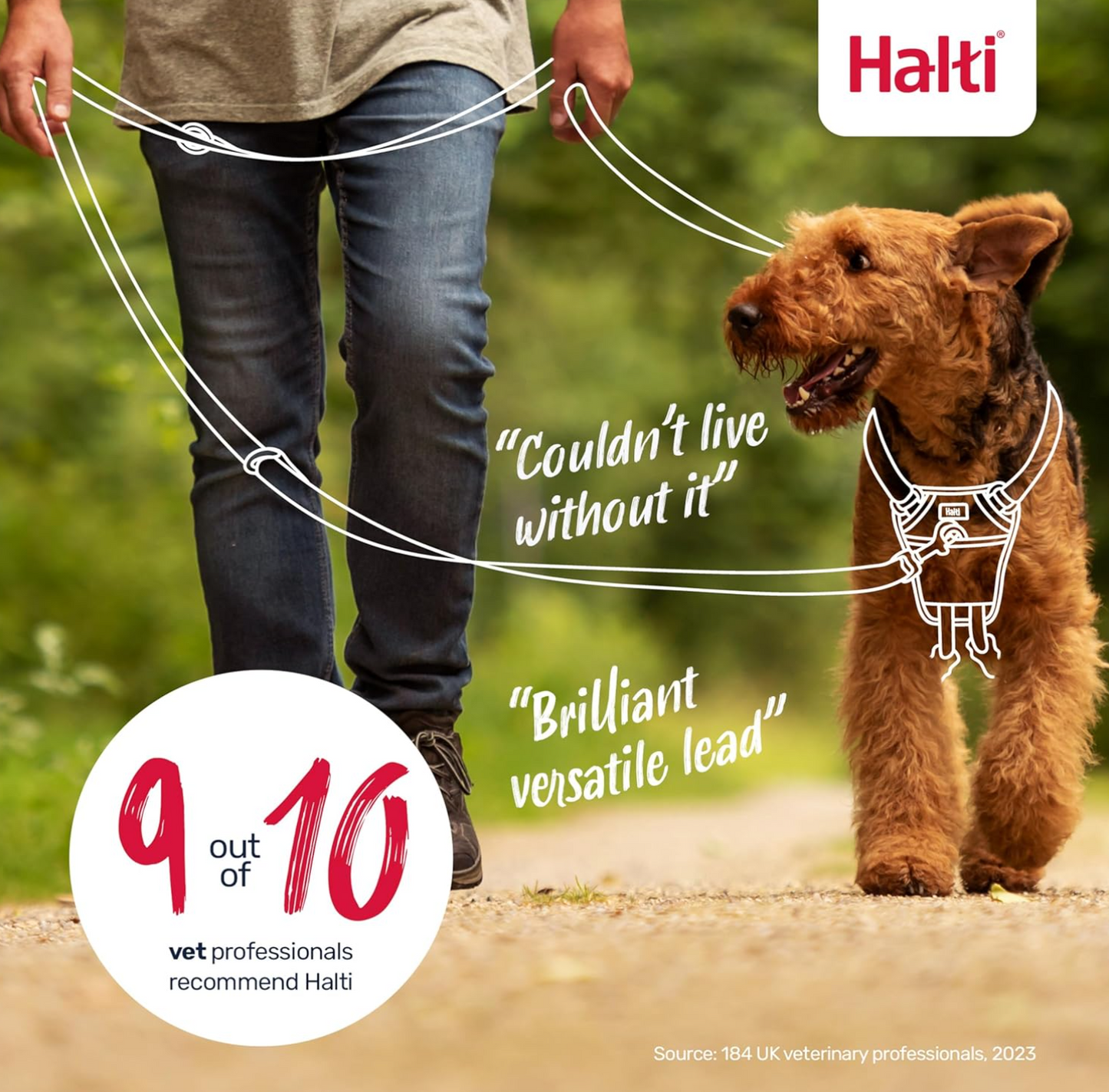 Halti Training Leash - Multifunctional Double-Ended Dog Leash, Ideal for Anti-Pulling Dog Training. Lightweight, Soft & Durable. Suitable for Puppies and Small Dogs (Size Small, Red, 2m) CompanyofAnimals
