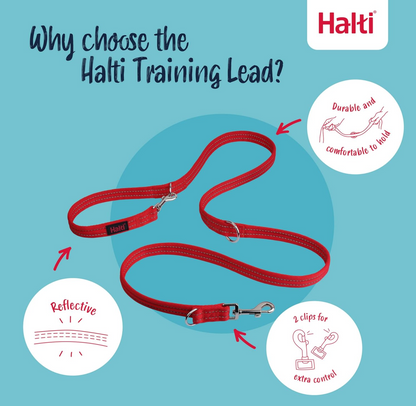 Halti Training Leash - Multifunctional Double-Ended Dog Leash, Ideal for Anti-Pulling Dog Training. Lightweight, Soft & Durable. Suitable for Puppies and Small Dogs (Size Small, Red, 2m) CompanyofAnimals