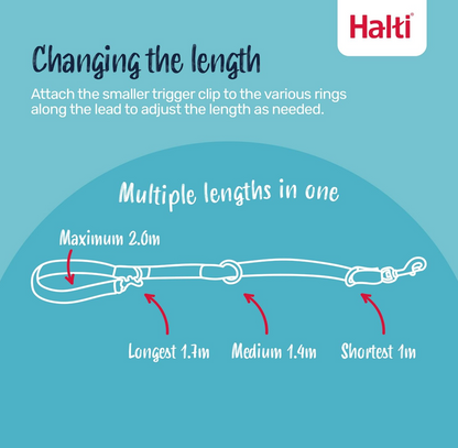 Halti Training Leash - Multifunctional Double-Ended Dog Leash, Ideal for Anti-Pulling Dog Training. Lightweight, Soft & Durable. Suitable for Puppies and Small Dogs (Size Small, Red, 2m) CompanyofAnimals