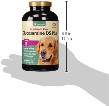 NaturVet Glucosamine DS Plus Level 2 Moderate Care Joint Support Supplement for Dogs and Cats, Chewable Tablets Time Release, Made in The USA, 120 Count NaturVet