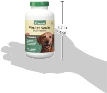 NaturVet –VitaPet Senior Daily Vitamins for Senior Dogs – Plus Glucosamine – Full Spectrum of Vitamins & Minerals – Enhanced with Glucosamine for Added Joint Support – 60 Time Release Tablets NaturVet