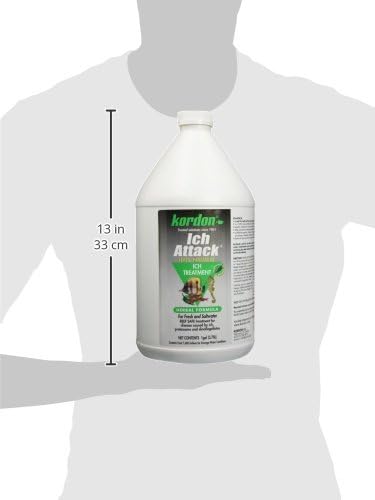 KORDON Ich-Attack Disease Inhibitor: Treats for Ich & External Fish Diseases, 100% Organic Herbal Treatment for Fresh & Saltwater, Safe for Invertebrates, Made in the USA, 1 gallon Kordon