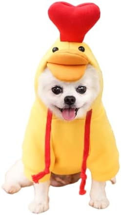 Warm Dog Winter Clothes Cute Fruit Dog Coat Hoodies Fleece Pet Dogs Costume Jacket for French Bulldog Chihuahua Ropa para Perro(5 Yellow Duck,L) - PAWPICO