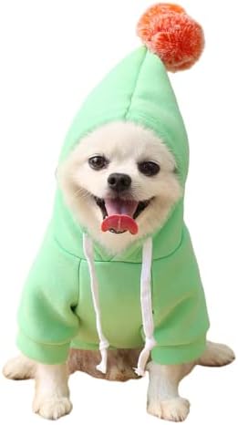 Warm Dog Winter Clothes Cute Fruit Dog Coat Hoodies Fleece Pet Dogs Costume Jacket for French Bulldog Chihuahua Ropa para Perro(3 Green,S) - PAWPICO