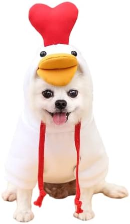 Warm Dog Winter Clothes Cute Fruit Dog Coat Hoodies Fleece Pet Dogs Costume Jacket for French Bulldog Chihuahua Ropa para Perro(4 White Duck,L) - PAWPICO